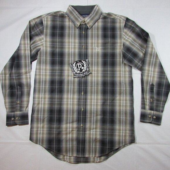 Panhandle Select Men's Long Sleeve Plaid Button Down Shirt - Steel - Picture 1 of 1